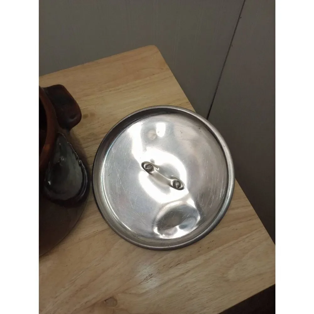 Vintage West bend, ceramic Crock bean pot with aluminum lid